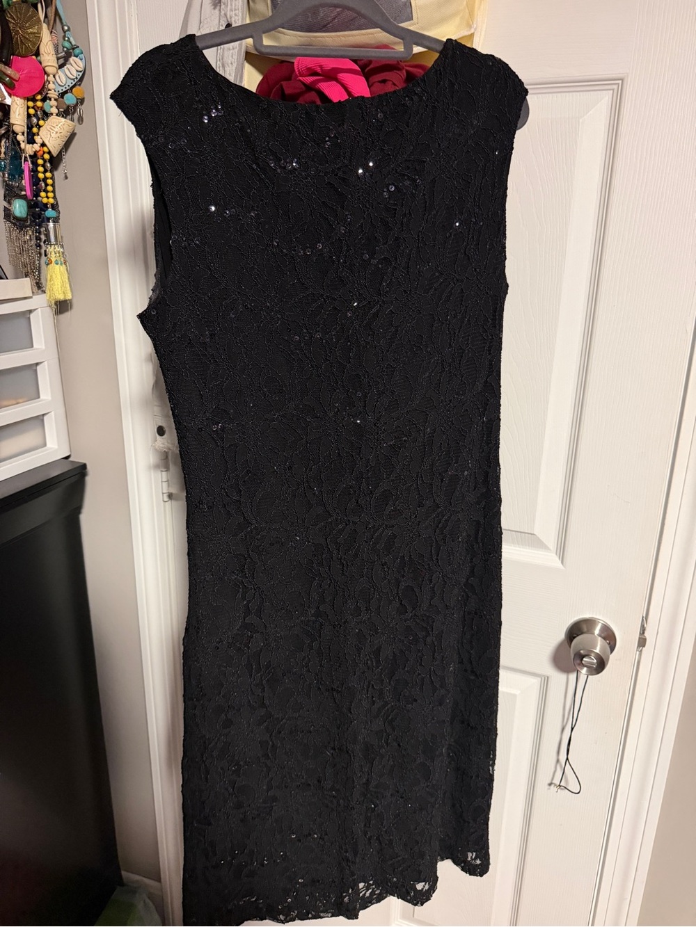 Ralph Lauren Black Lace Sequin-Embellished Midi Dress
